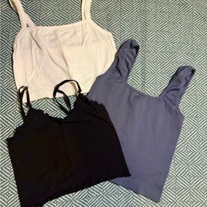 Women's Ribbed Tank Top Set - White, Black, Blue